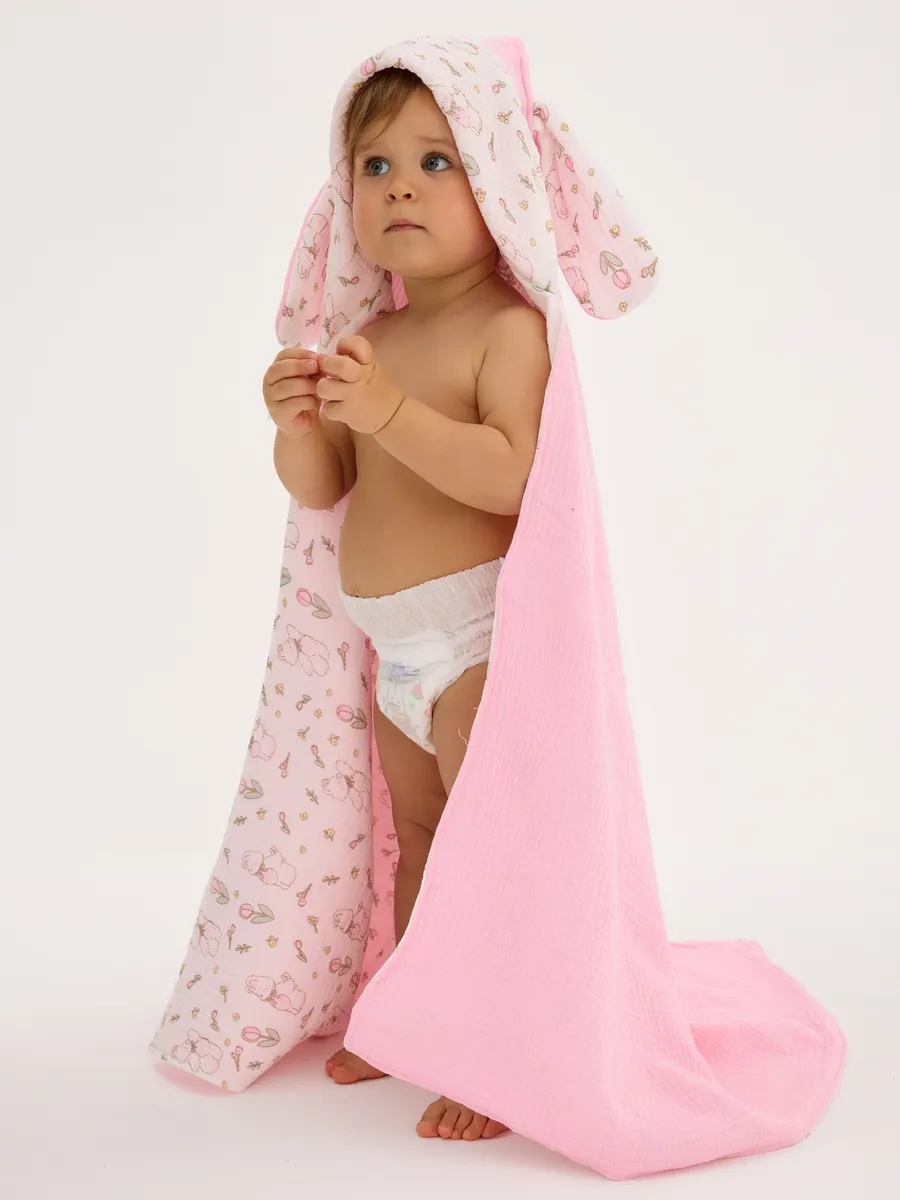 Полотенце Loo-Loo розовое с ушками 95 x 95 см 1 шт. - фото 2