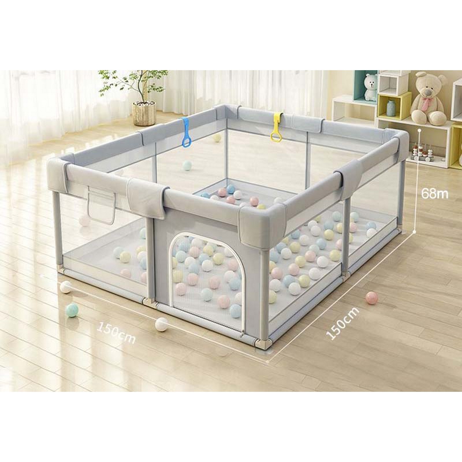 Манеж детский BabyCare «Серый» 150х150х68 см 9717863 - фото 17