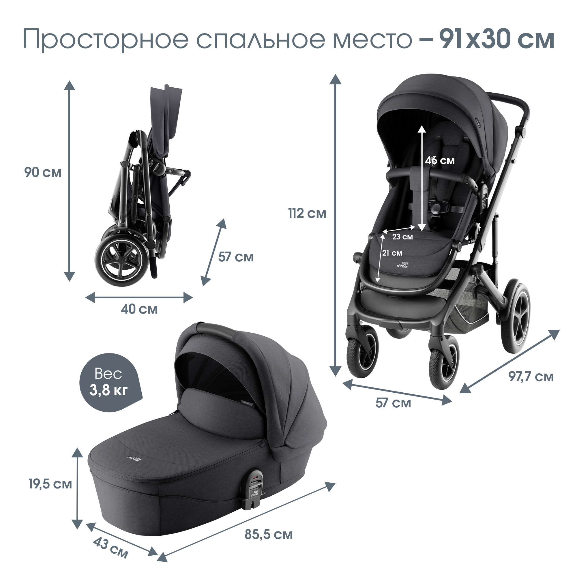 Коляска 2в1 Britax Roemer Smile 5Z Style Carbon Black 0+ черный - фото 13