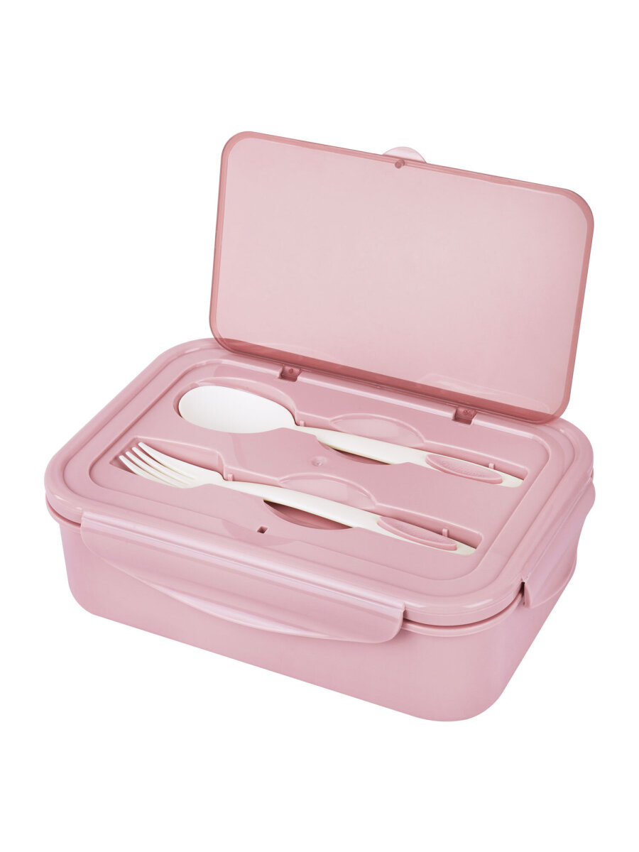 Ланч-бокс Joylux контейнер для еды с 4 отделениями и приборами 1,4 л 2 уровня 7х21х14 см - фото 12