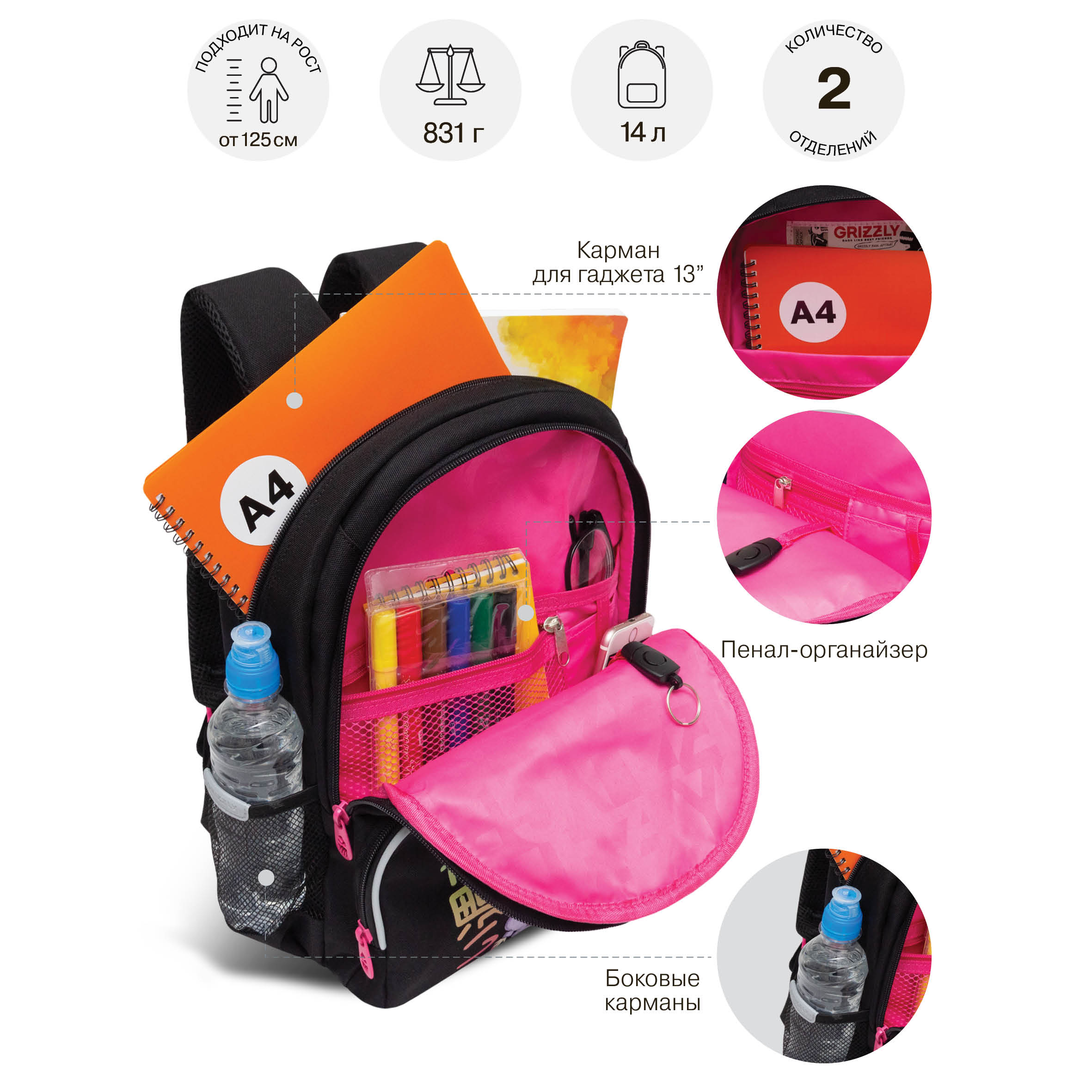 Рюкзак Grizzly для девочки - фото 7