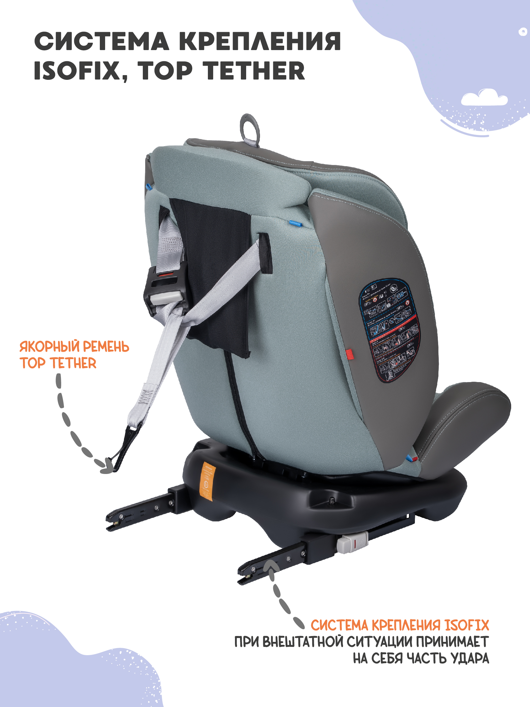 Автокресло Indigo Aero, шалфей Isofix 0+/1/2/3 (0-36 кг) - фото 9