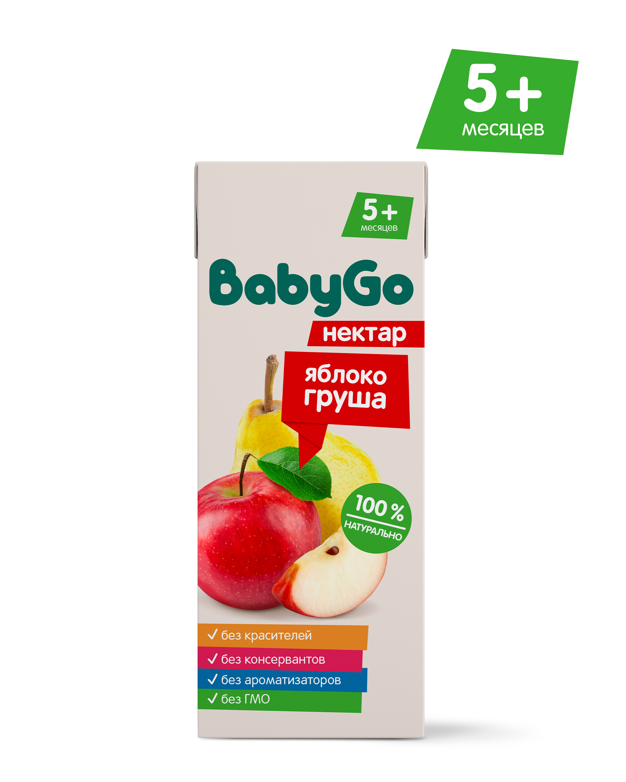 Нектар BabyGo Яблоко-груша с 5 мес 0.2 л - фото 1