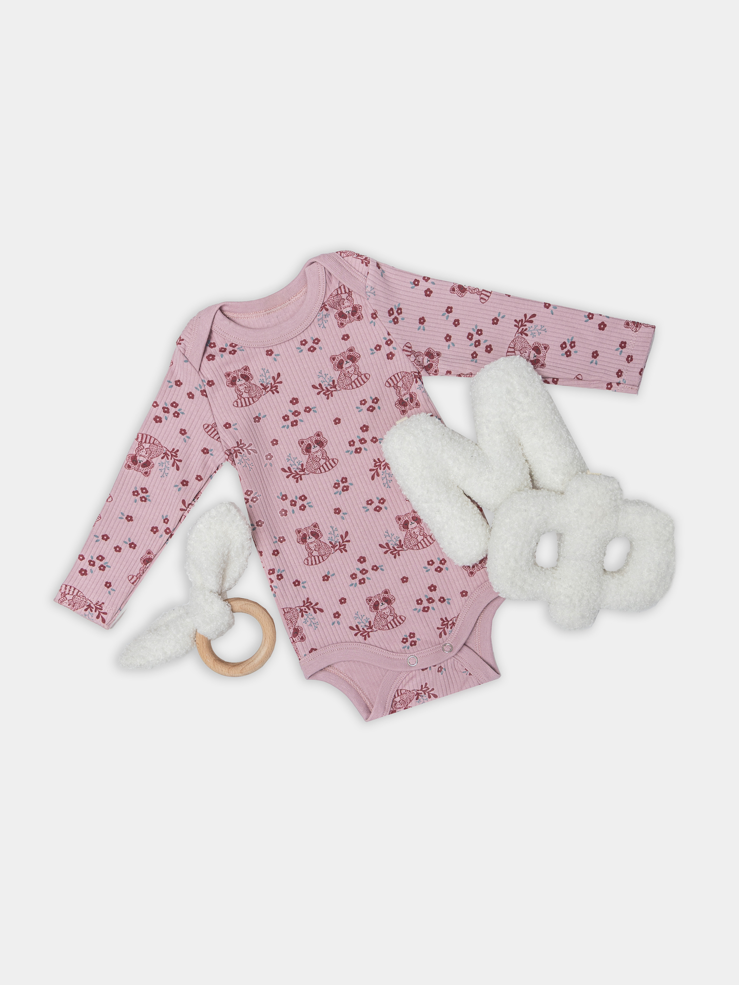 Боди Mark Formelle (Марк Формэль) 13018/цветочные еноты на п.розовом - фото 1