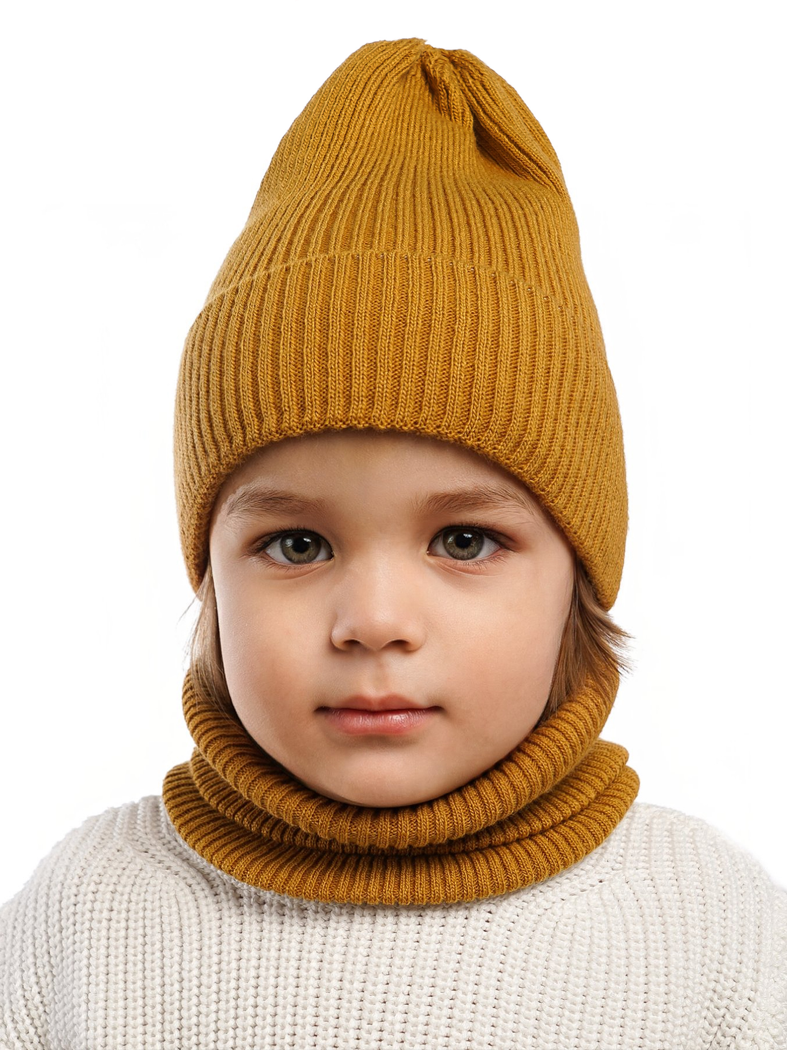 Шапка и снуд ПриКиндер U-Sp234140 Цвет: Горчичный - фото 10