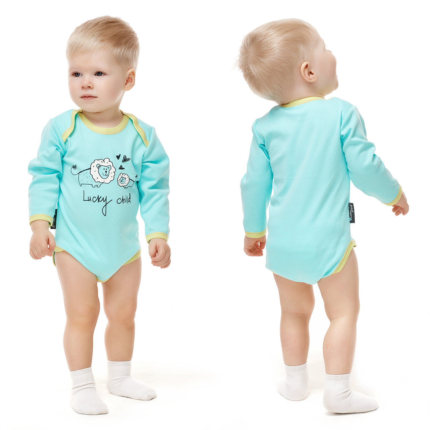 Боди 3 шт Lucky Child 30-122/0-2/набивной/мятный - фото 3