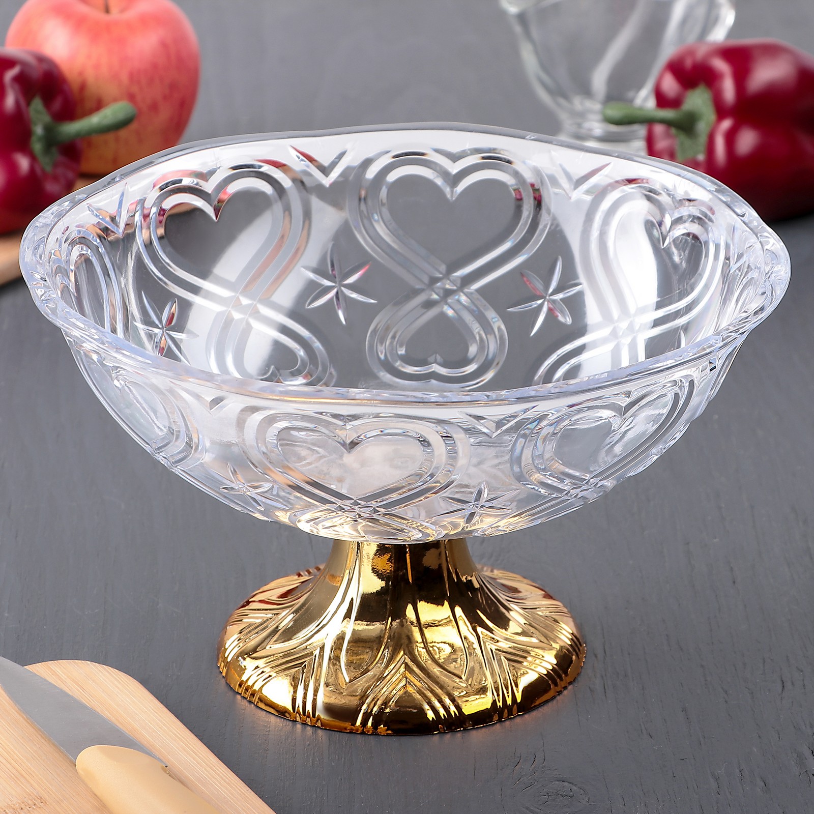 Салатник на ножке Sima-Land 22×13 см, цвет золотистый - фото 3