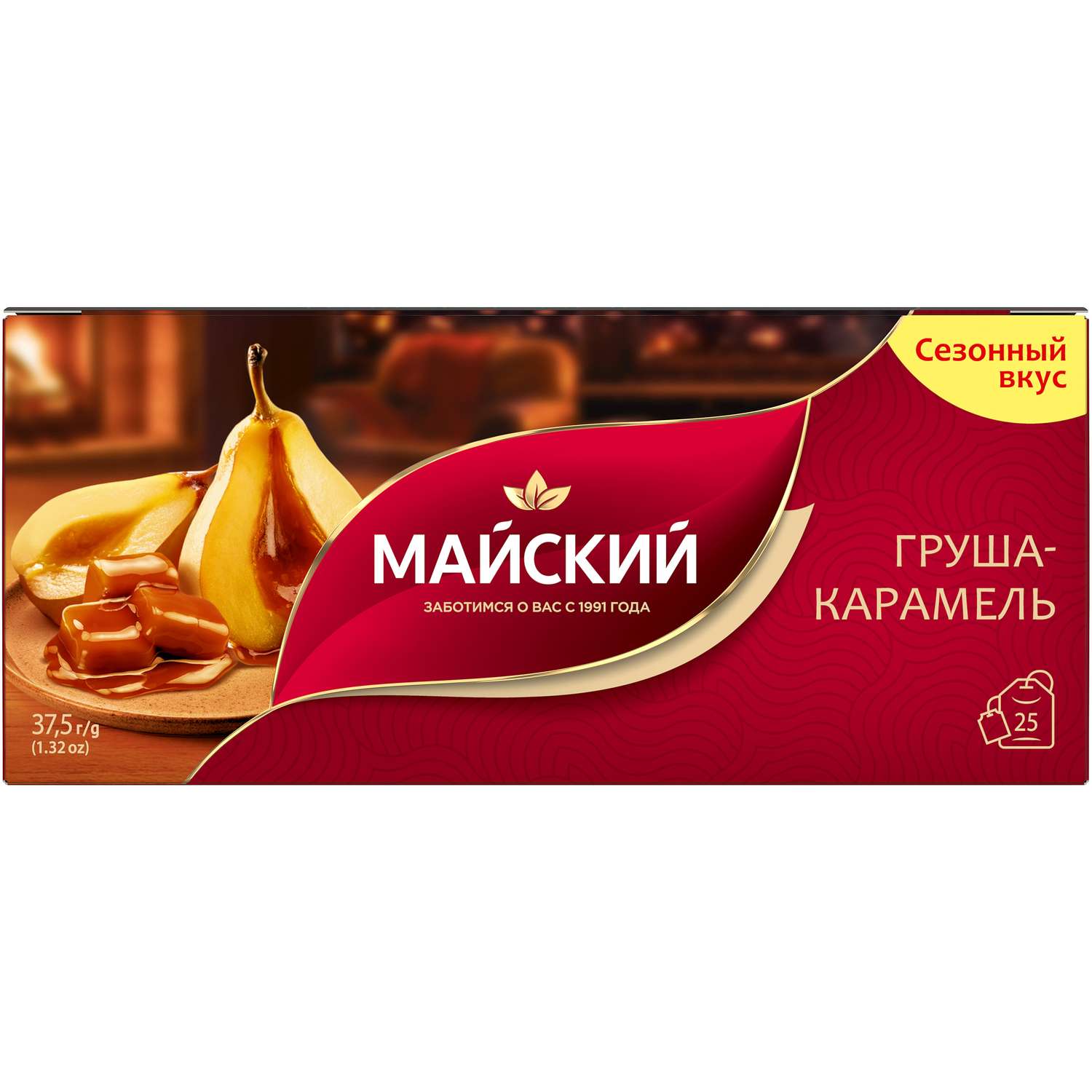 Чай чёрный Майский Груша-карамель 25 пакетиков по 1.5г - фото 1
