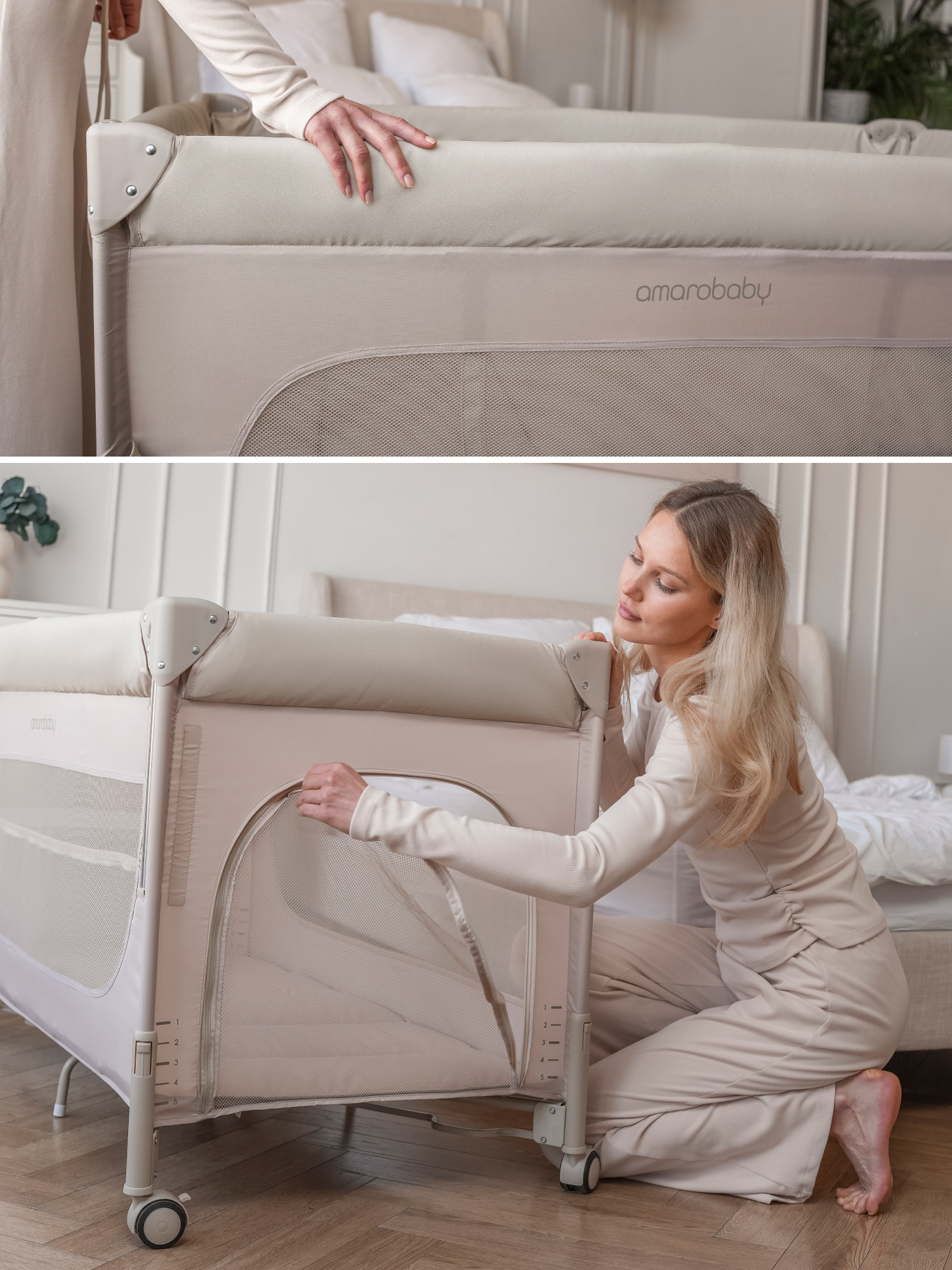 Манеж кровать Amarobaby OASIS серый АВ25-26OS/11 - фото 22