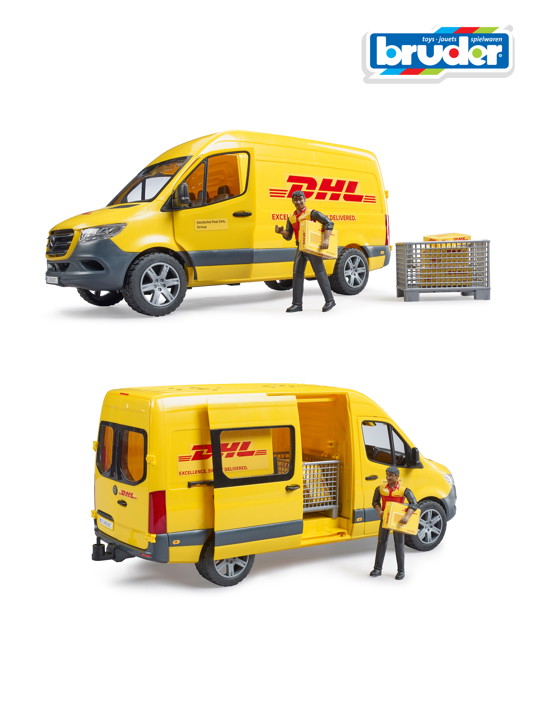 Грузовик Bruder Mercedes Службы доставки DHL с фигуркой 02-671 - фото 6