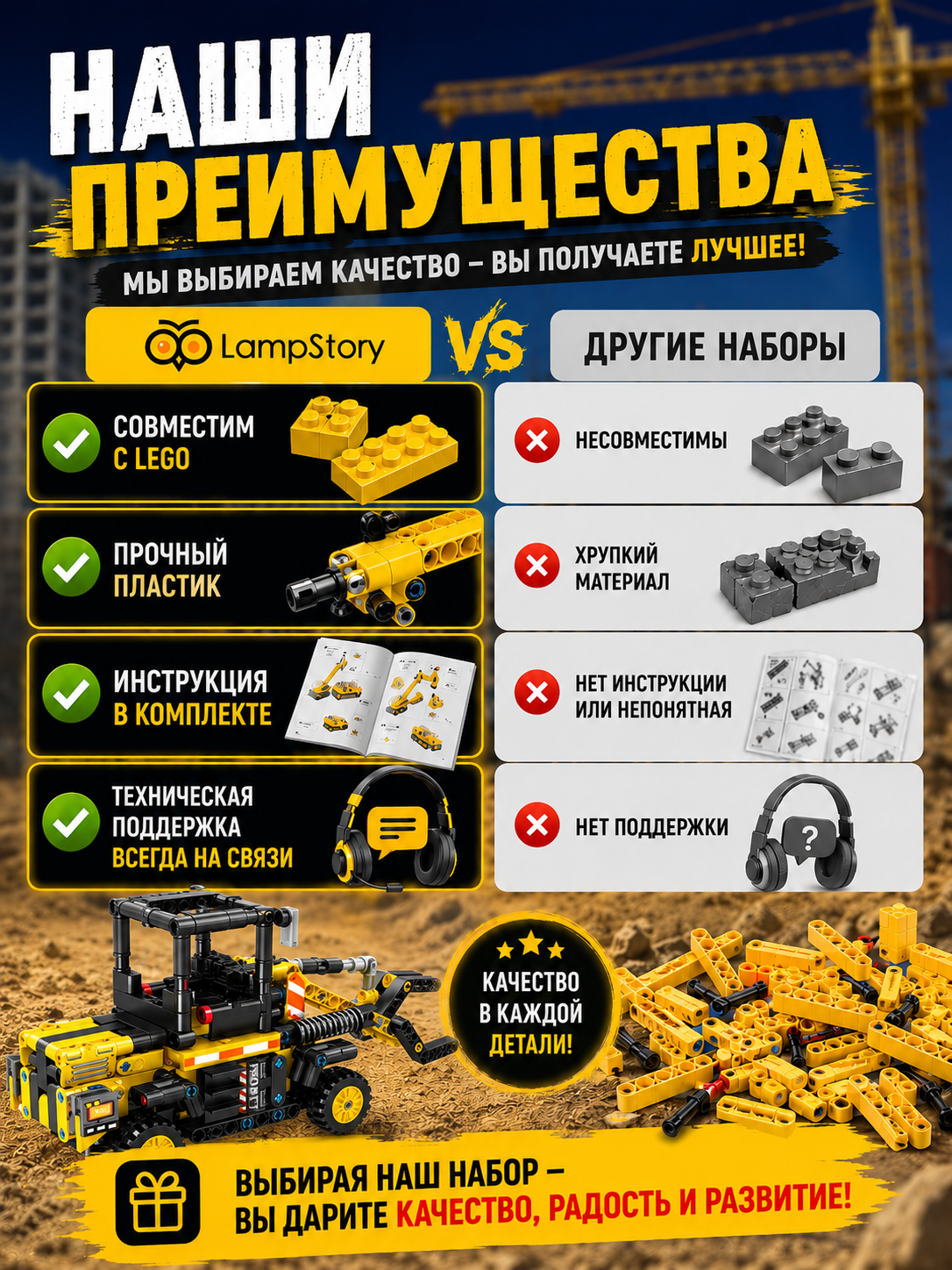 Конструктор LampStory Строительная техника 367 дет. - фото 8