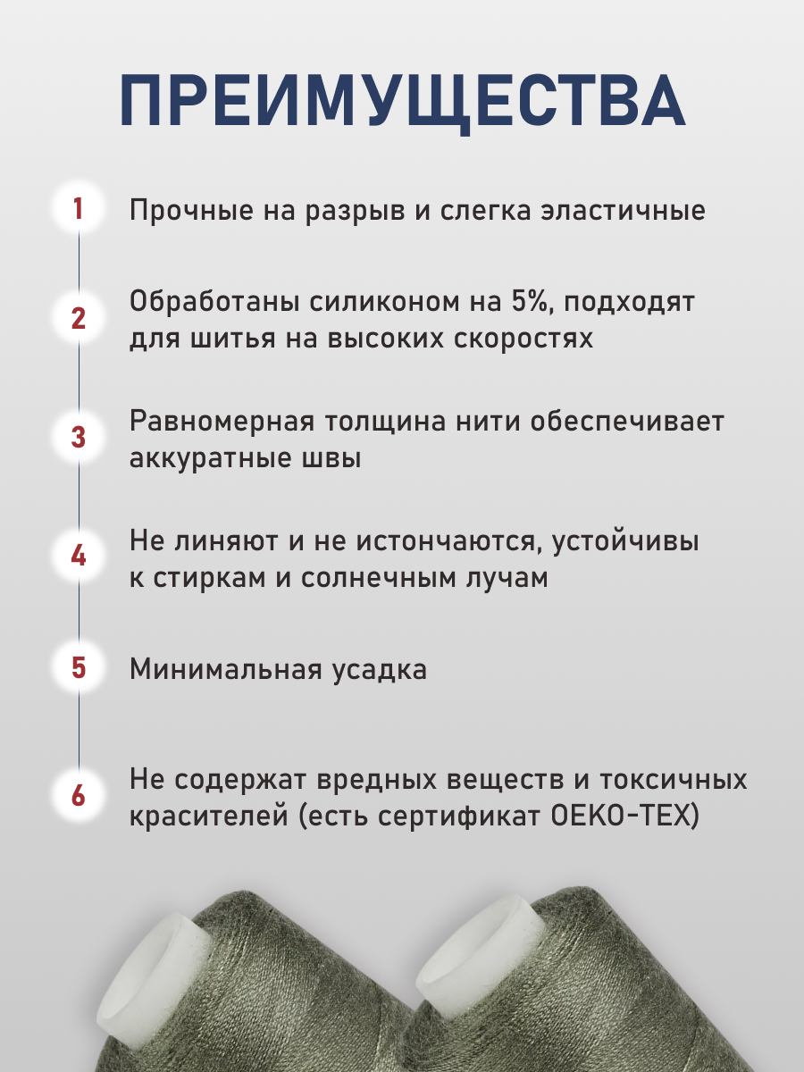 Нитки для шитья 40/2 Bestex 10шт цв 186 - фото 3
