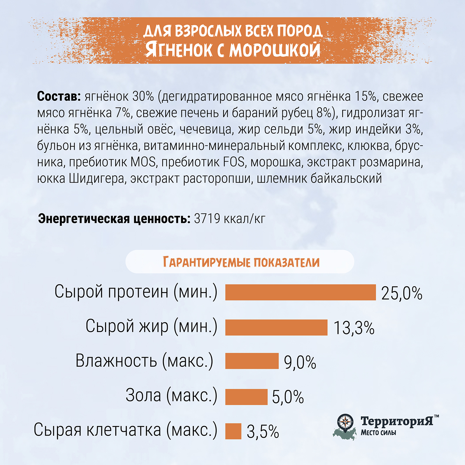 Корм для взрослых собак Территория Урал 0.6кг всех пород ягнёнок-морошка сухой - фото 5