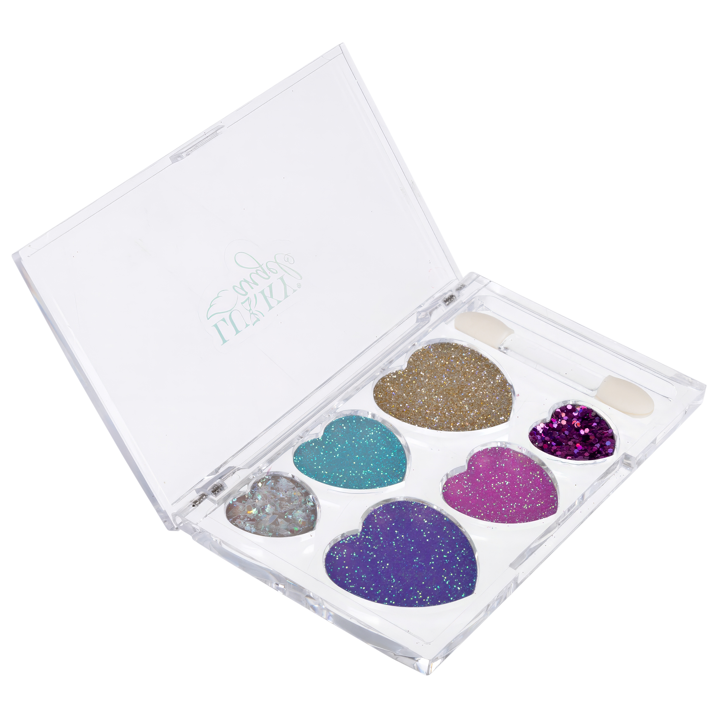 Тени для век LUKKY Angel с блёстками Разноцветные Сердечки 6 цветов 6 г - фото 4