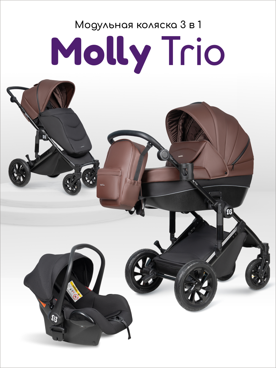 Коляска 3в1 Farfello Molly Trio коричневый - фото 1