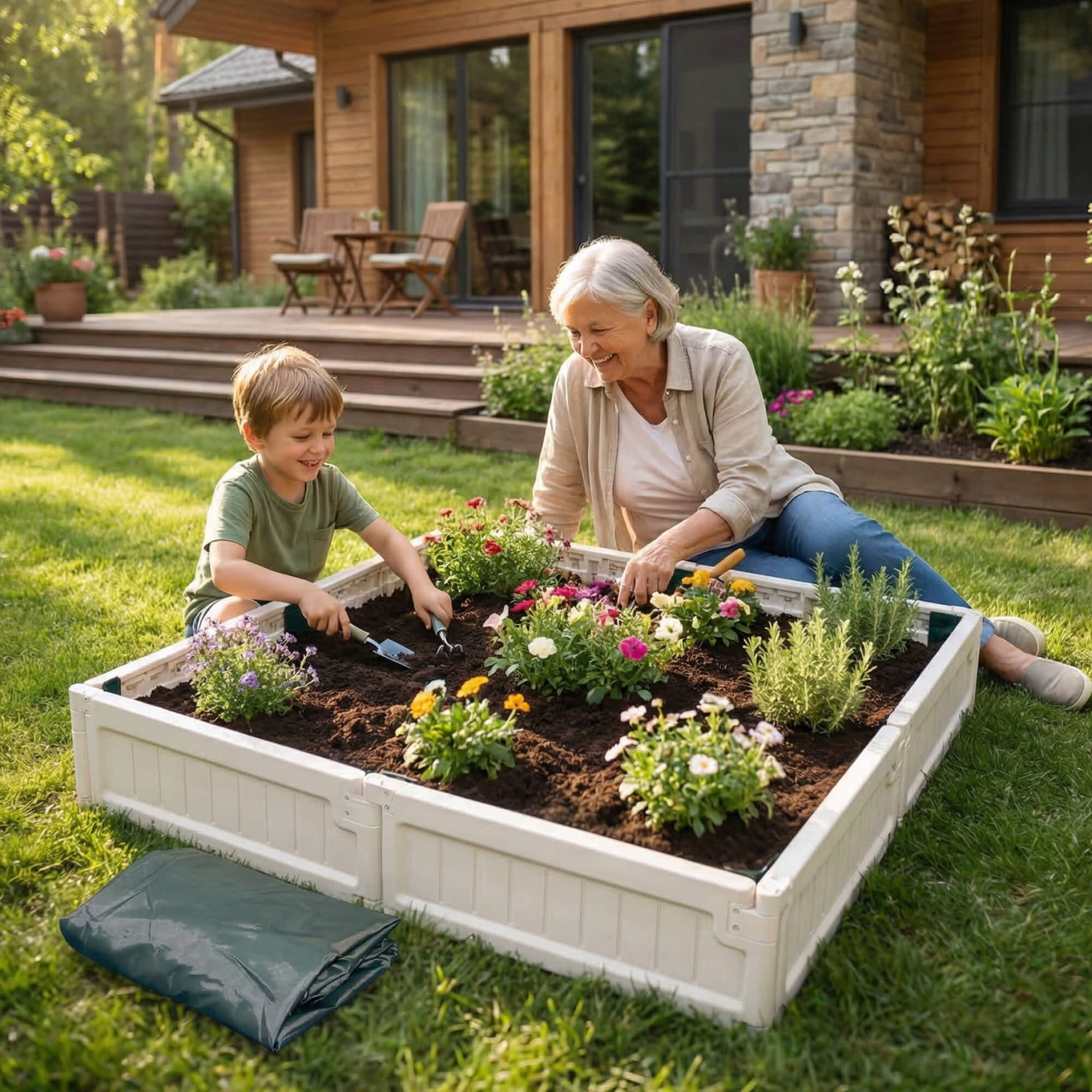 Песочница детская UNIX Kids квадратная 123х123 см пластиковая - фото 17