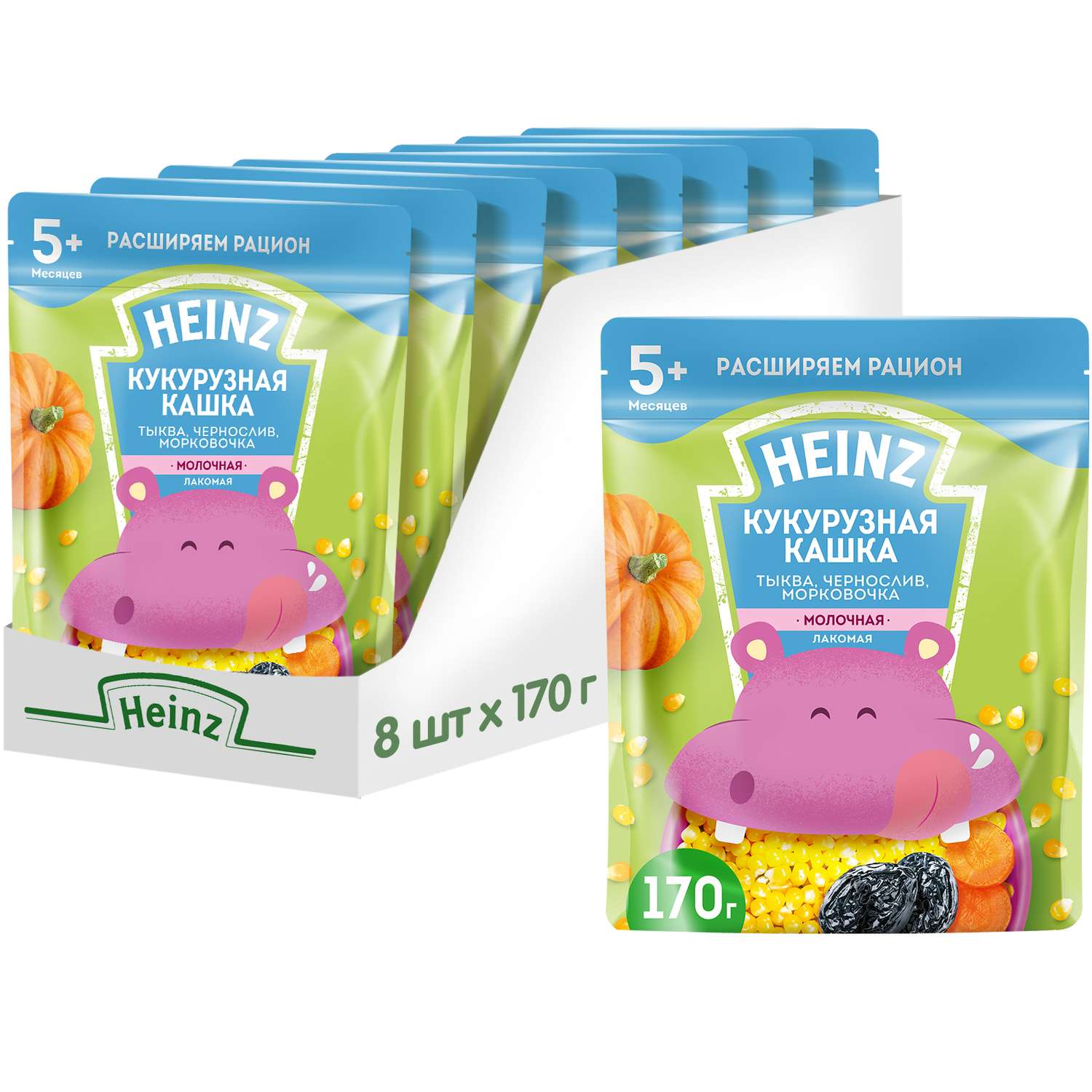 Каша Heinz Лакомая кукурузная тыква-чернослив-морковь 170г с 5месяцев - фото 7