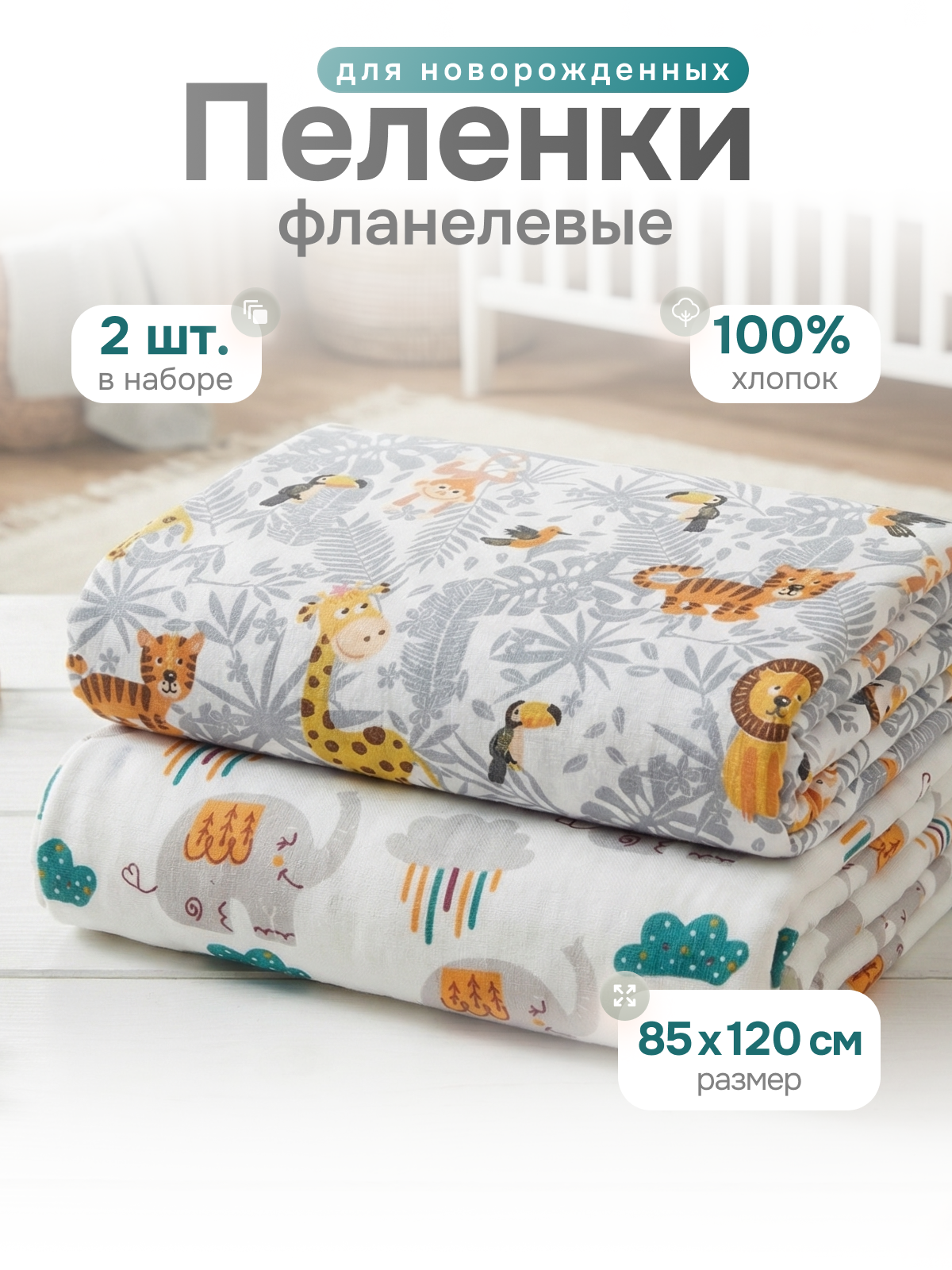 Пелёнка Чудо-Чадо Тренды фланель 85х120 см 2 шт. - фото 1