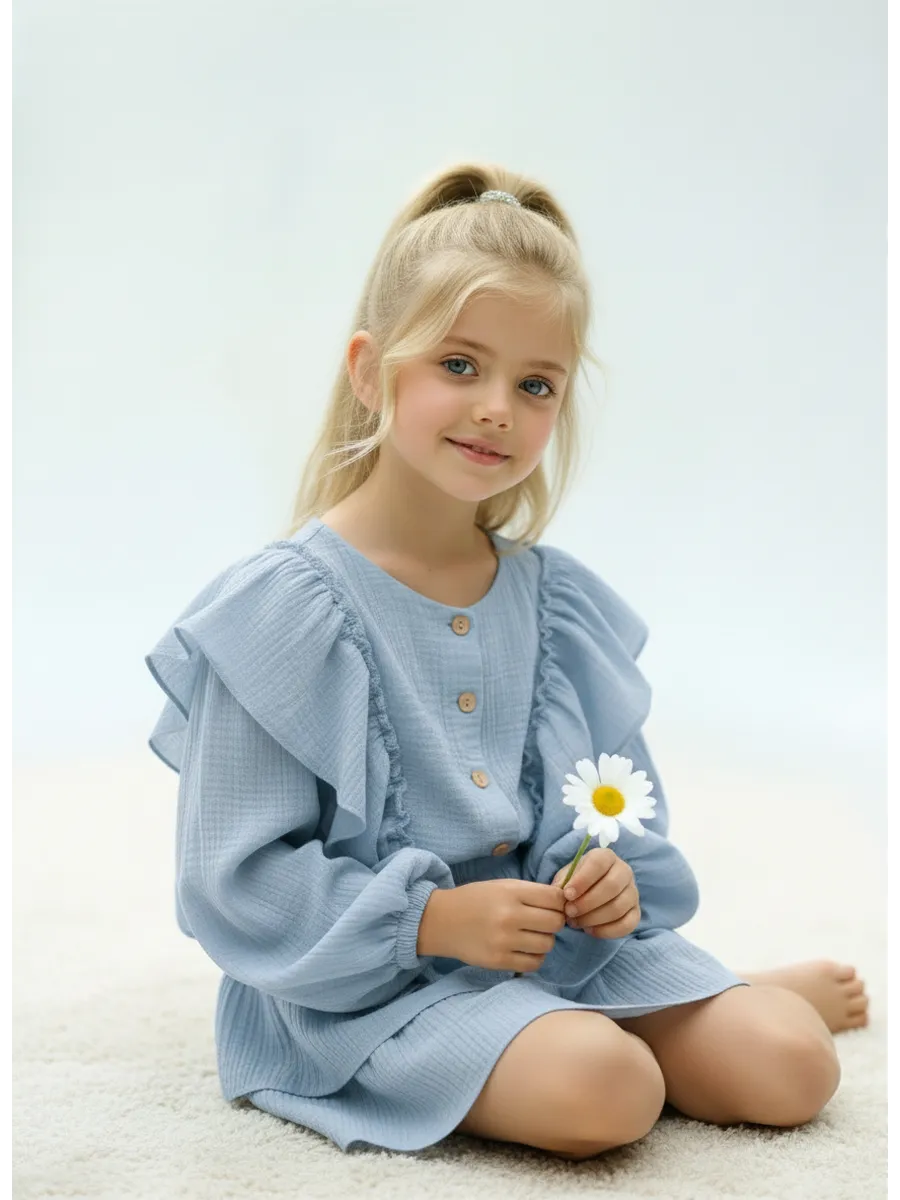 Костюм Leli dress костюм_муслин_с_юбкой_голубой - фото 10