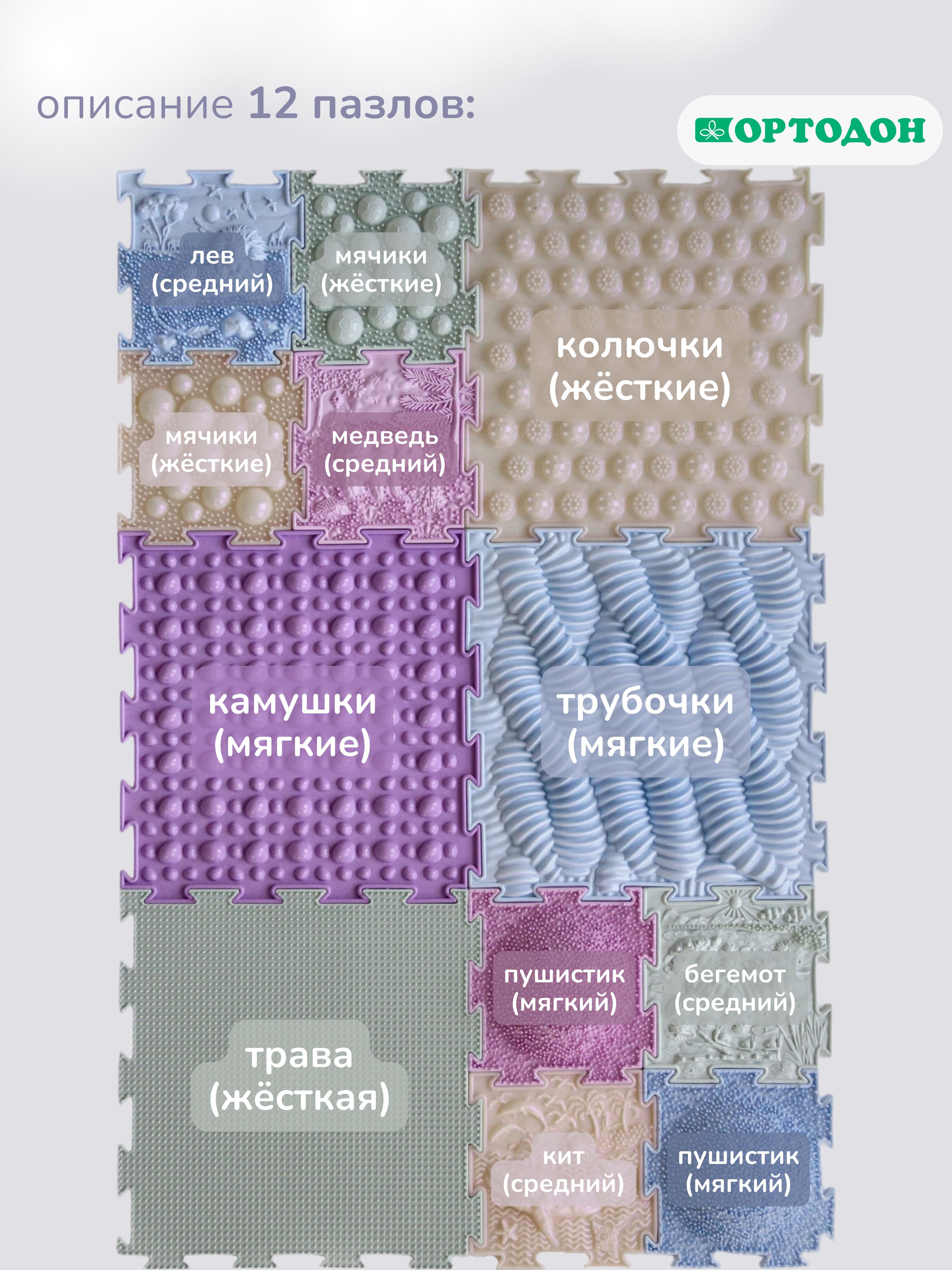 Коврик-пазл Ортодон 12 пазлов 26 x 26 см - фото 5