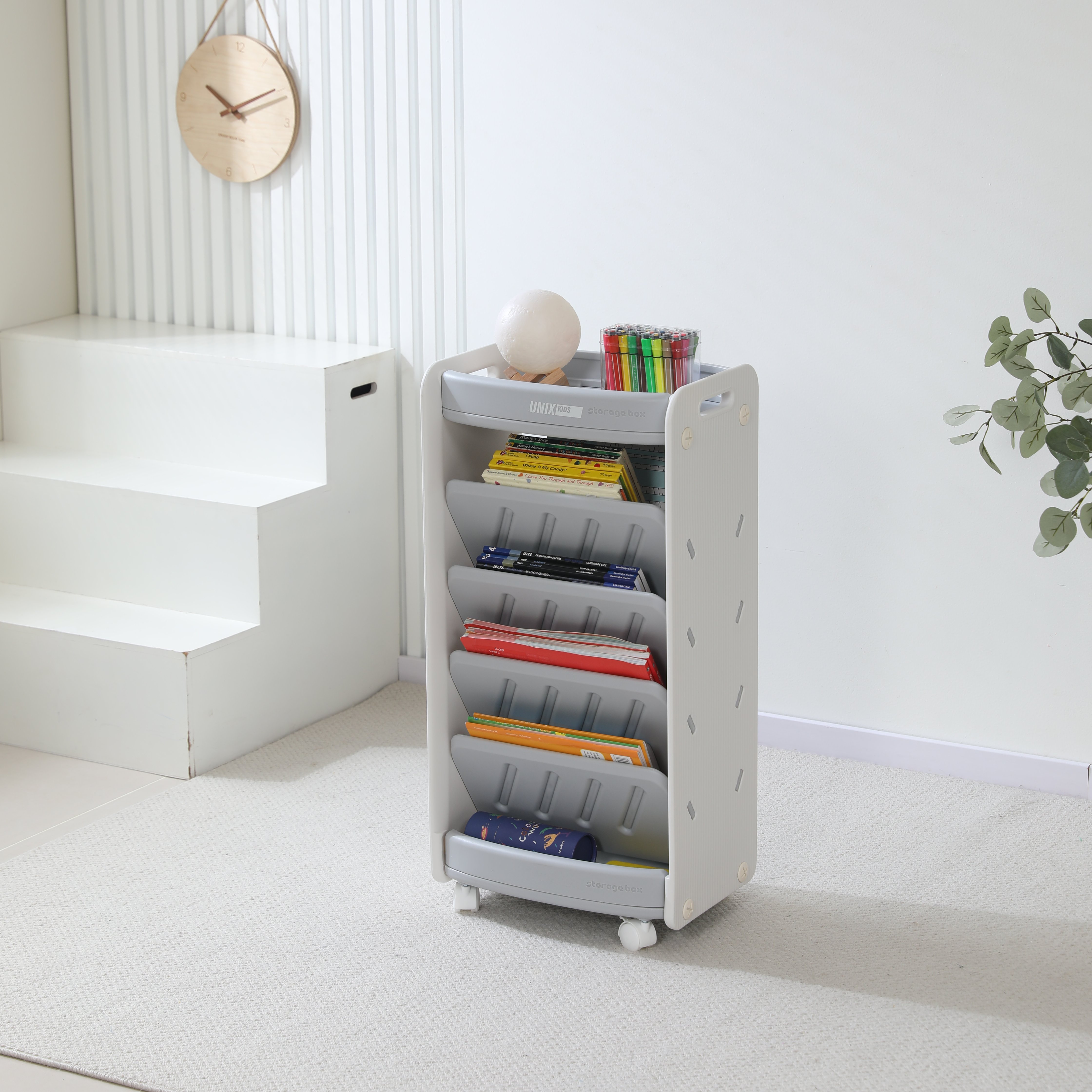 Стеллаж для книг UNIX Kids Storagebox 5 levels Grey - фото 10