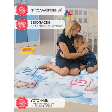 Ковер комнатный детский KOVRIKANA классики мишки голубой 160см на 225см