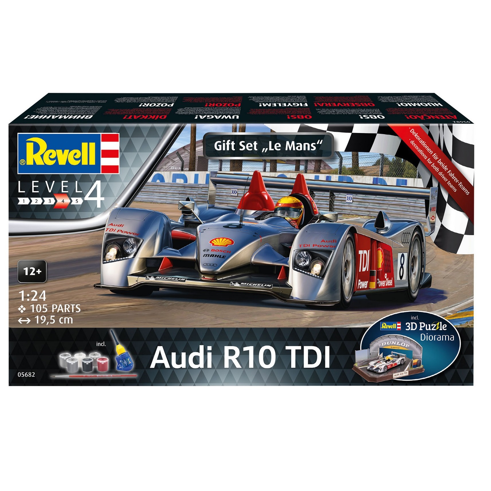 Сборная модель Revell Audi R10 TDI + 3D Puzzle Гоночная трасса в Ле-Мане 05682 - фото 2