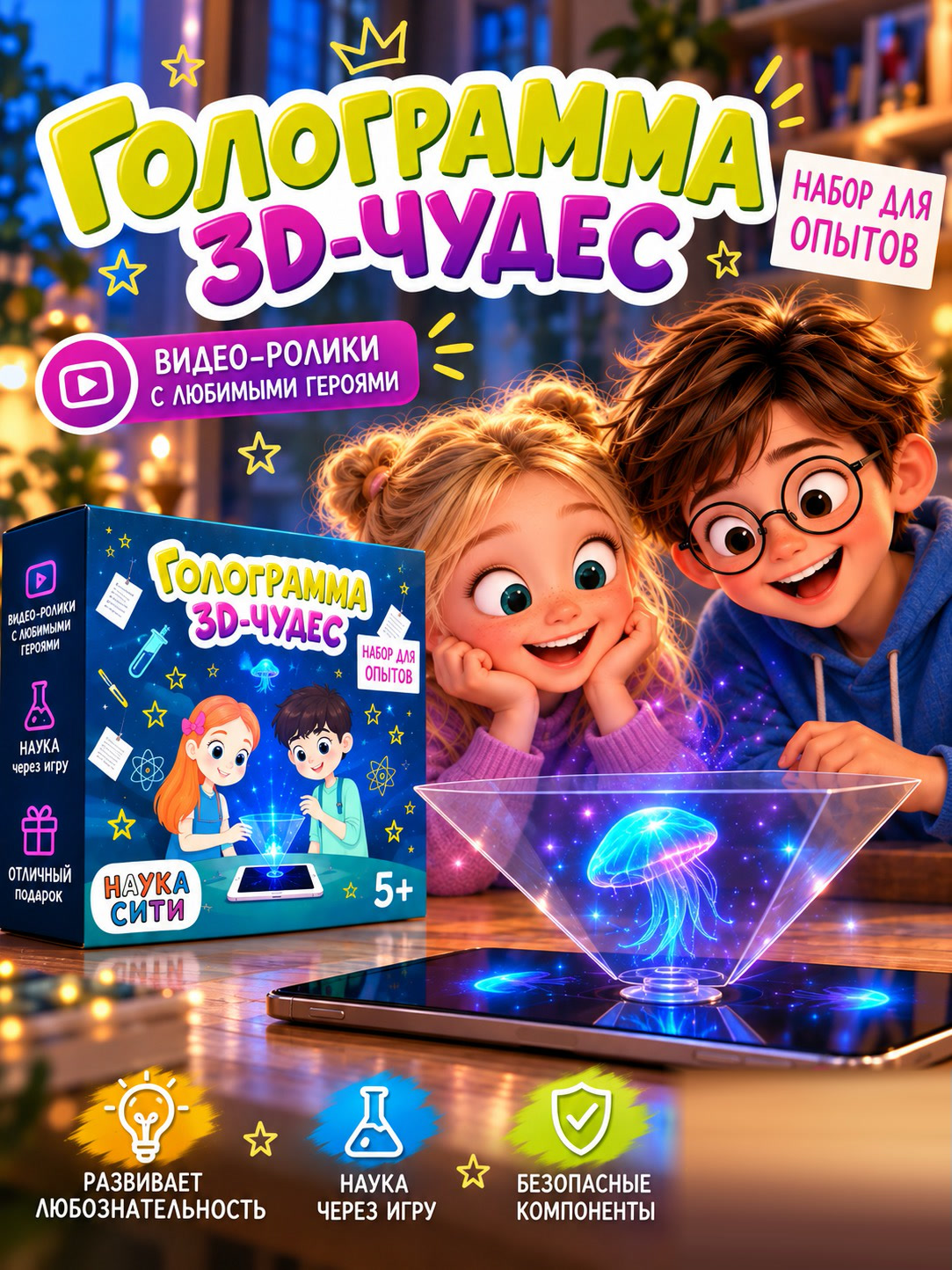 Набор для опытов Наукасити Голограмма 3D - фото 1