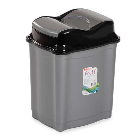 Контейнер elfplast Proff для мусора 9 литров серый черный