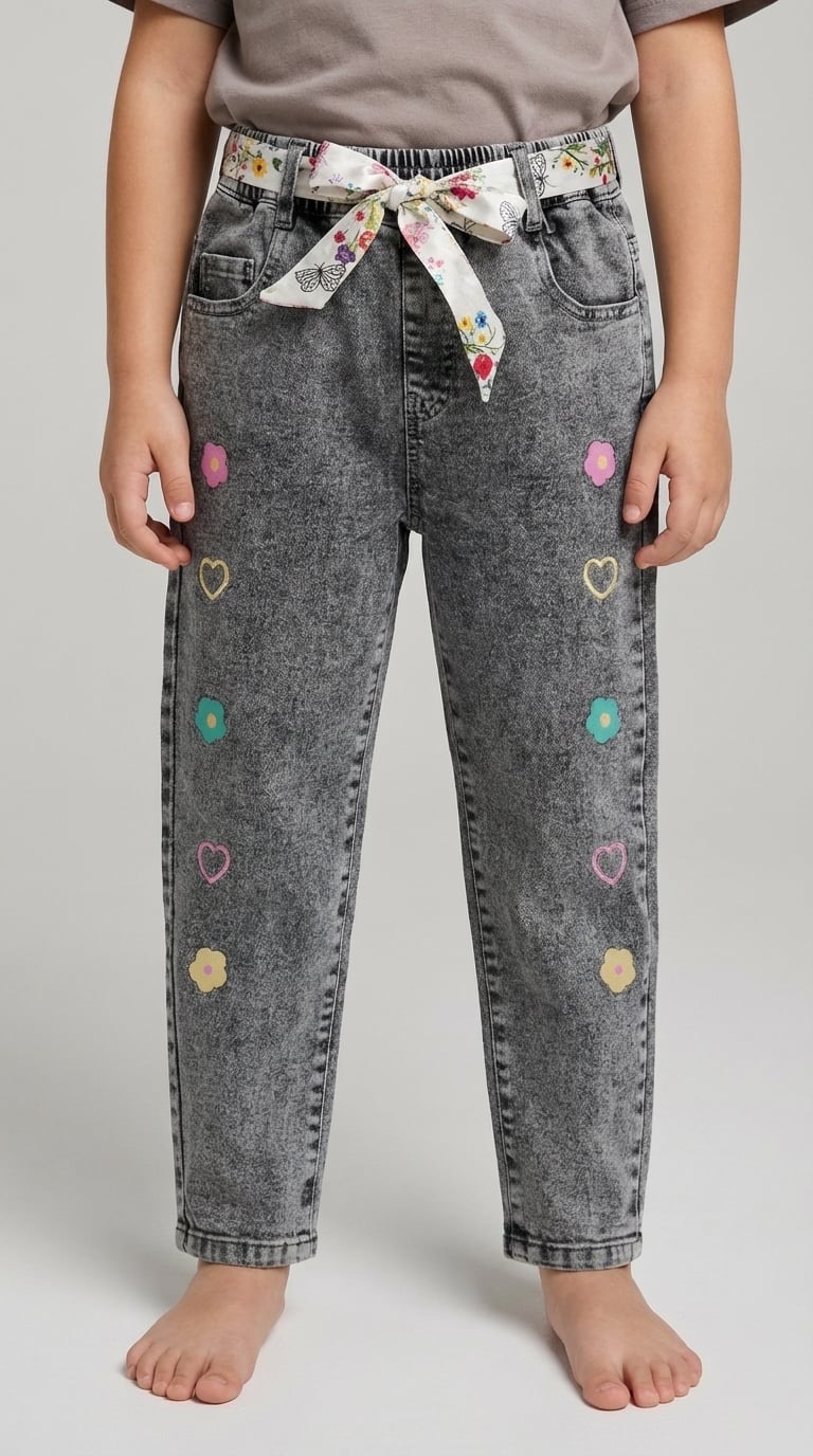 Изображение товара Детские джинсы Charos 98 для девочек с резинкой стильные и удобные