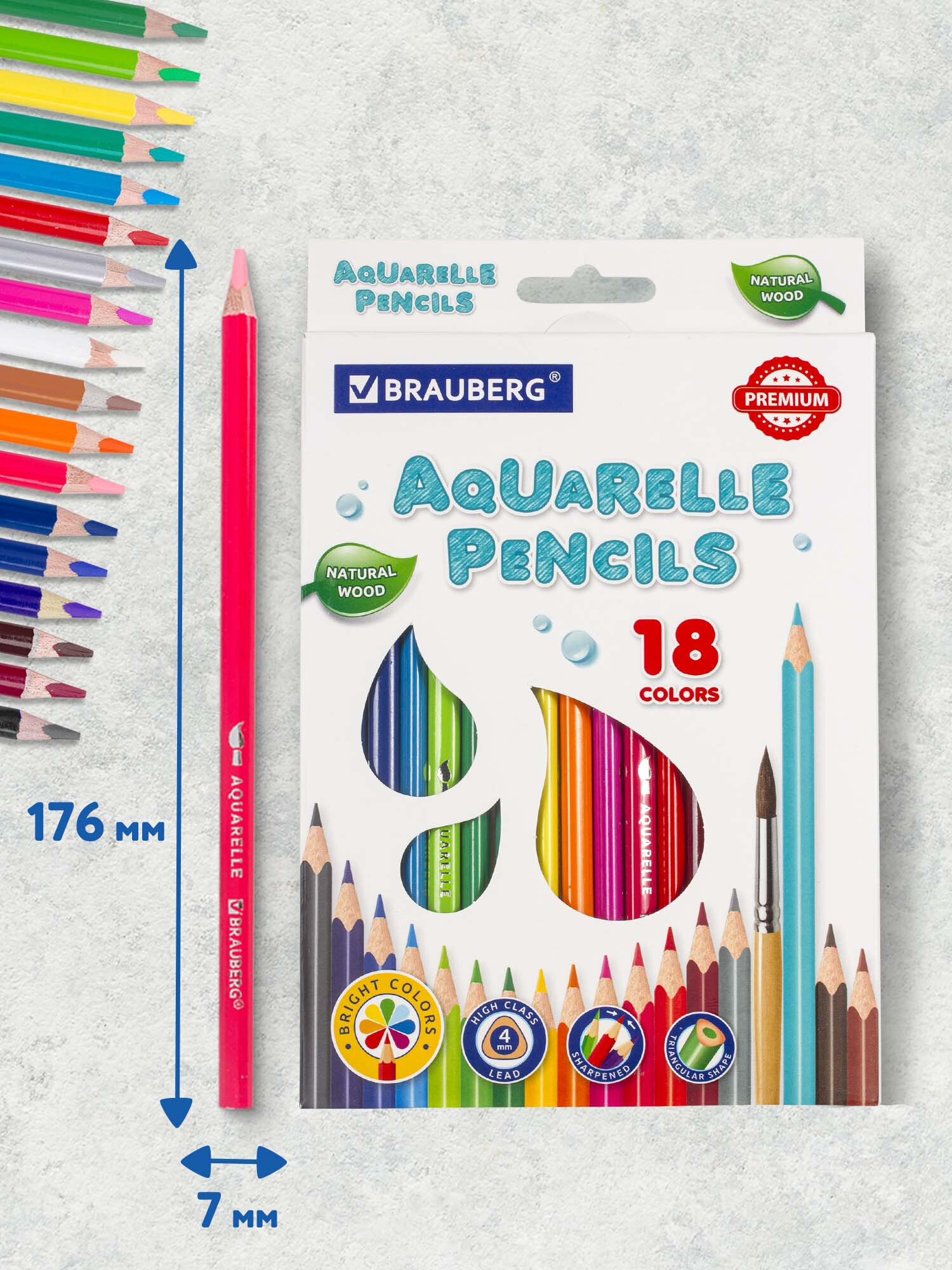Карандаши акварельные Brauberg 18 шт. - фото 7