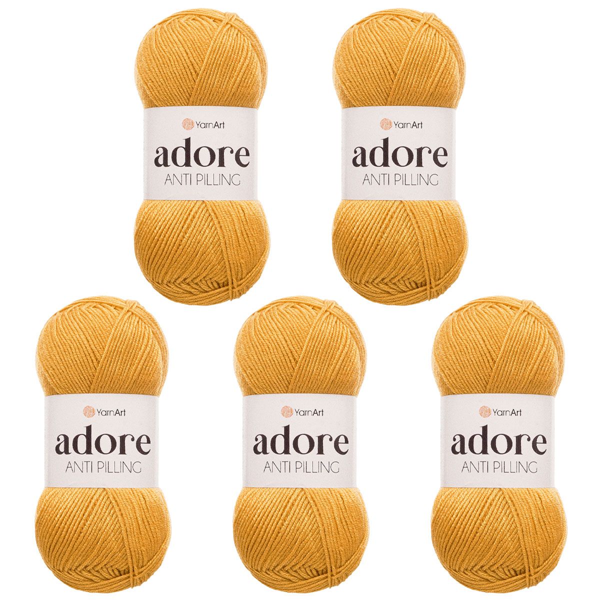 Пряжа для вязания YarnArt Adore 100 гр 280 м акрил с эффектом анти-пиллинга 5 мотков 334 горчичный - фото 8