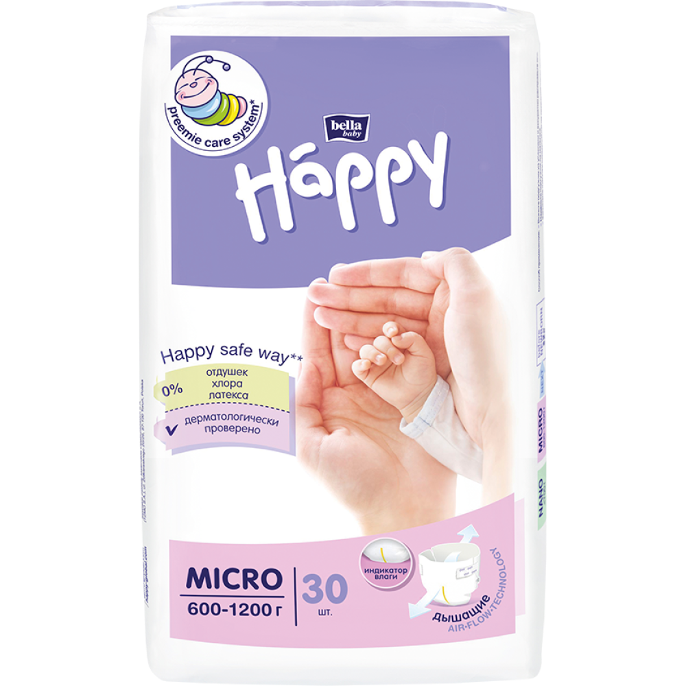 Подгузники Bella baby Happy для недоношенных 0 30 шт. - фото 2