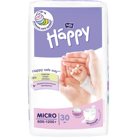 Подгузники Bella baby Happy для недоношенных 0 30 шт.