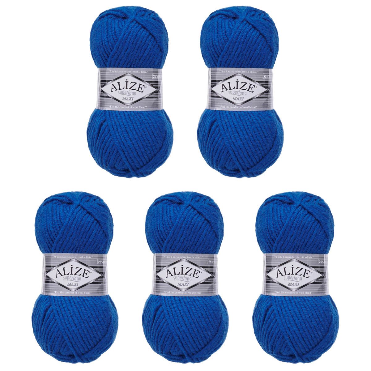 Пряжа Alize полушерстяная мягкая теплая Superlana maxi 100 гр 100 м 5 мотков 141 василек - фото 6