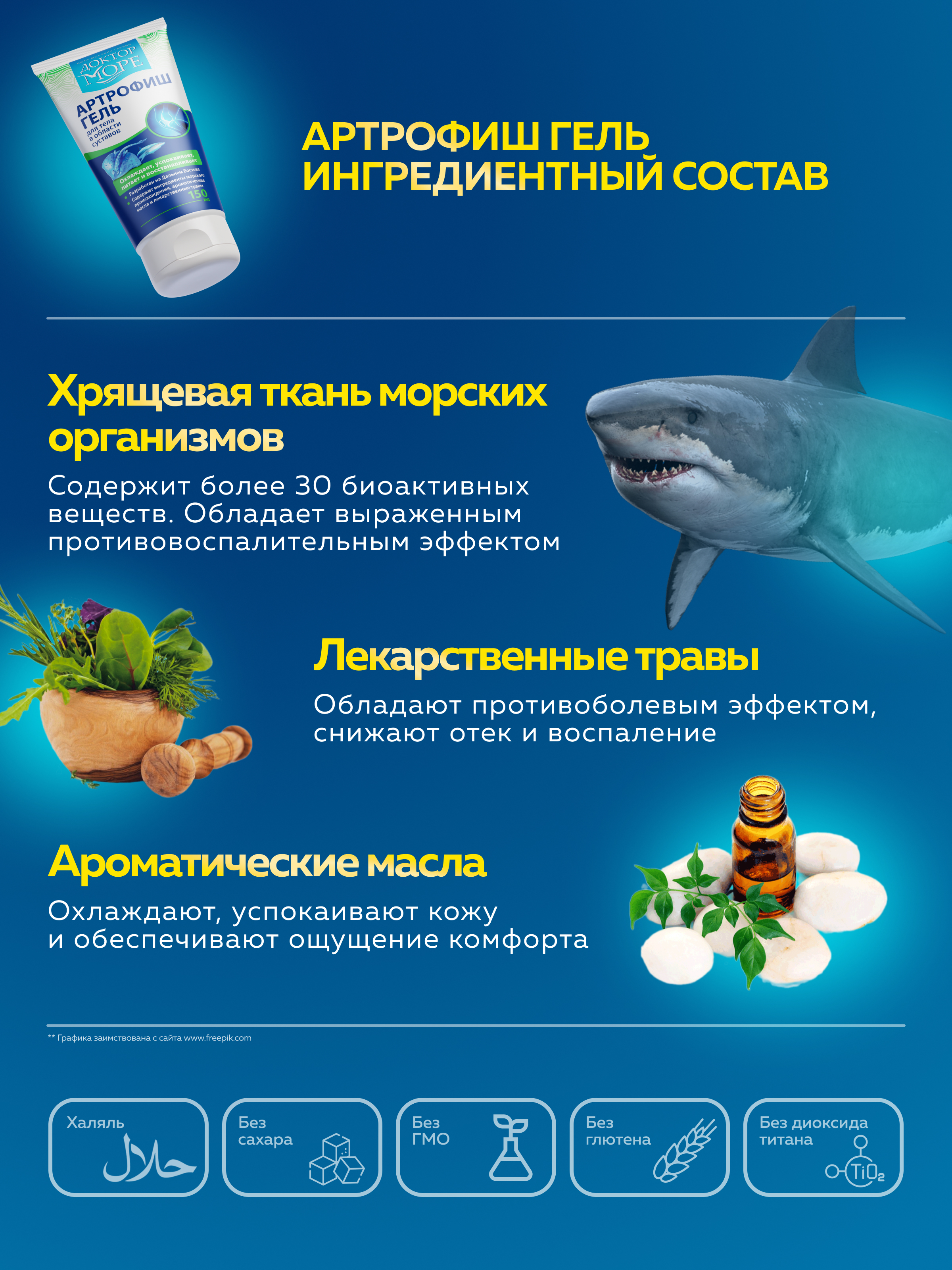 Артрофиш гель охлаждающий Доктор Море /от воспаления и боли в суставах / обезболивающий/ с глюкозамином и хондроитином/ 150 мл - фото 5