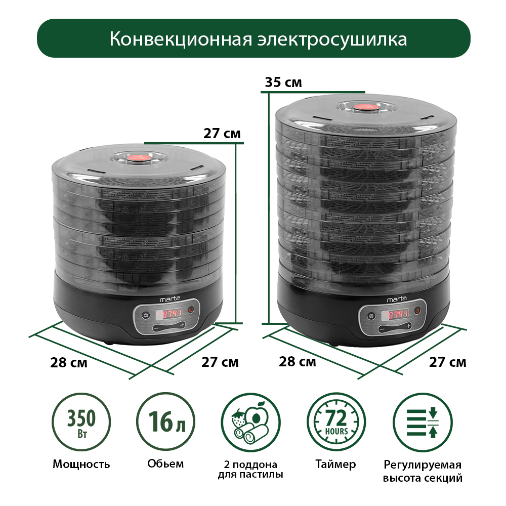 Электросушилка для овошщей MARTA MFD-5082PS - фото 6