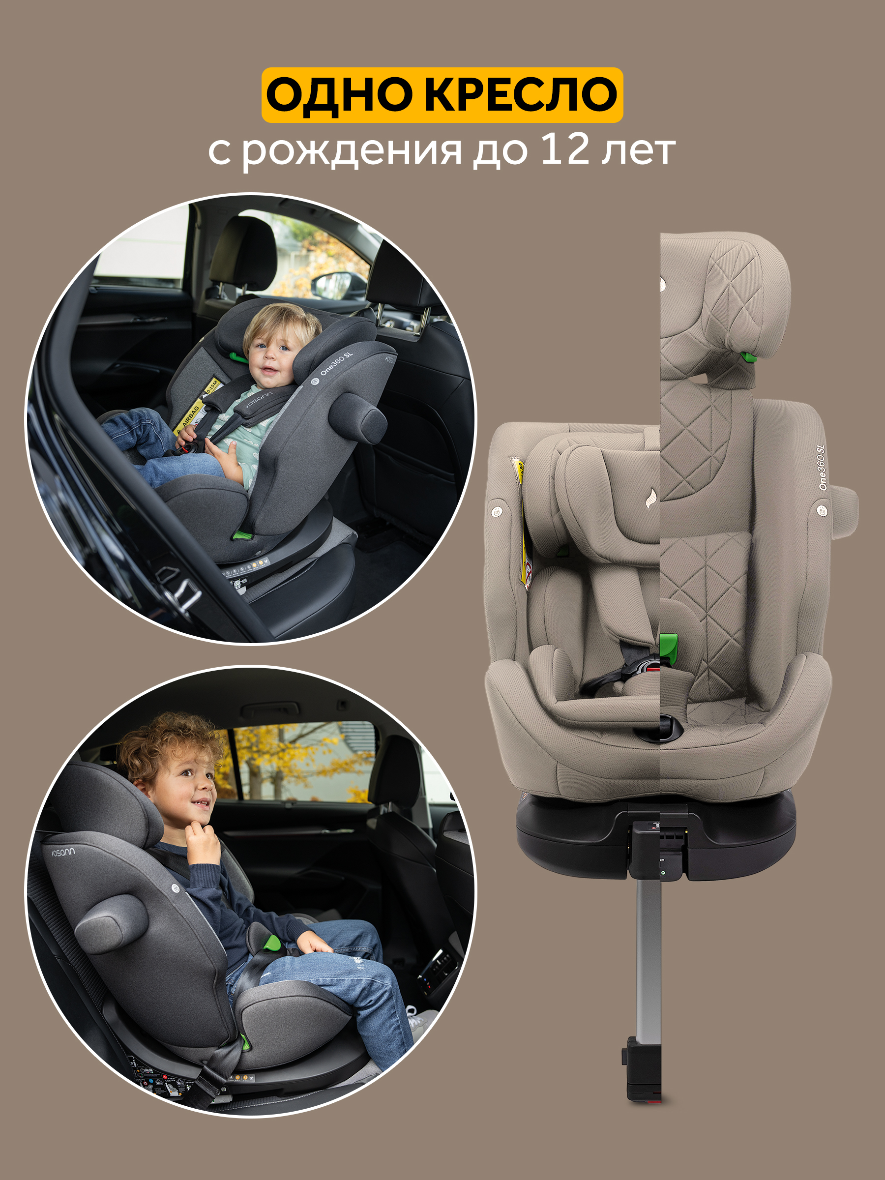 Автокресло Osann One 360 SL Wheat 0-36 кг Isofix 0+/1/2/3 (0-36 кг) бежевый - фото 2