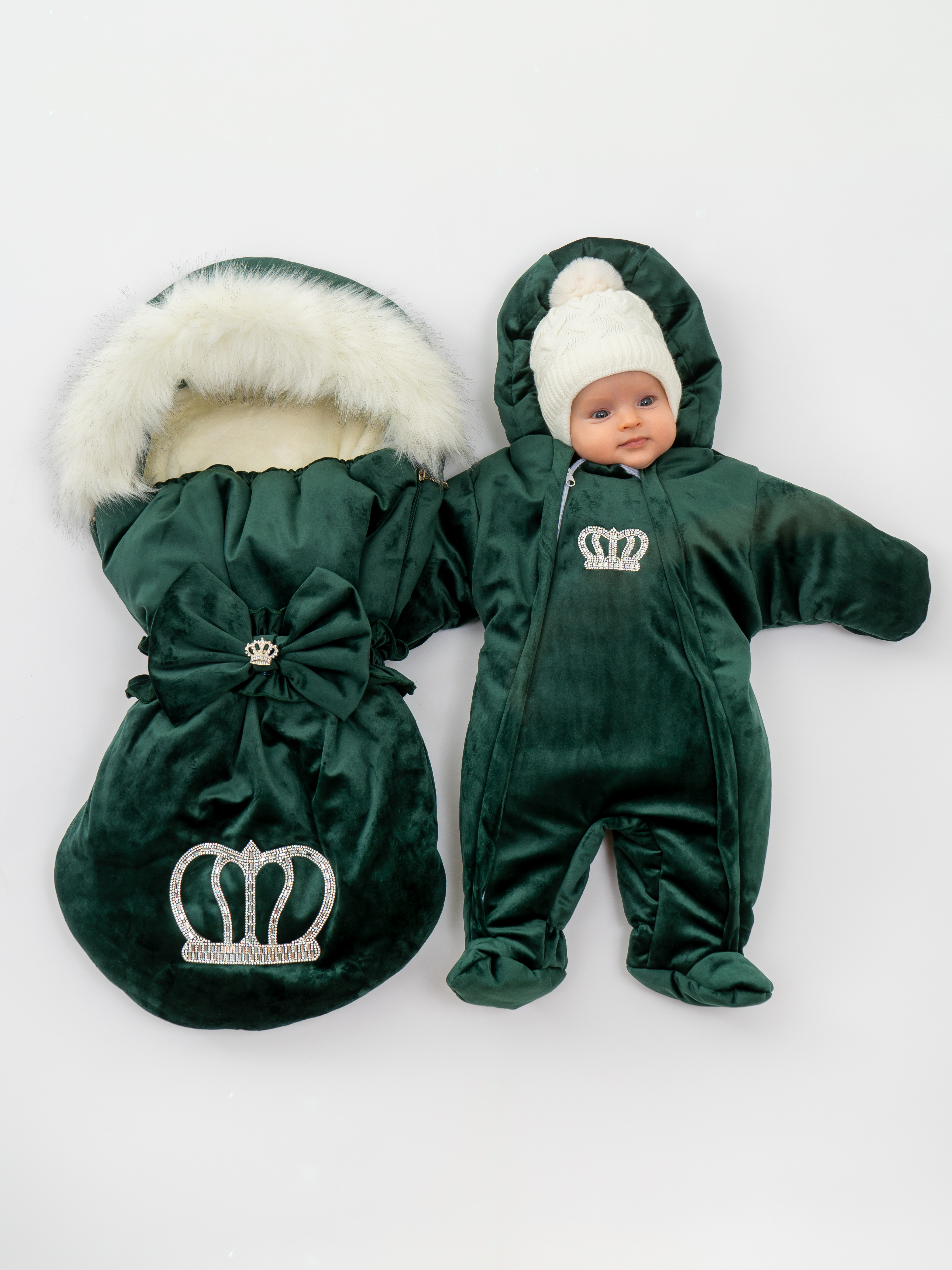 Конверт на выписку ТОСЯ БОСЯ Корона зеленый - фото 1