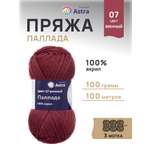 Пряжа Astra Premium Паллада акриловая 100 г 100 м 07 винный 3 мотка