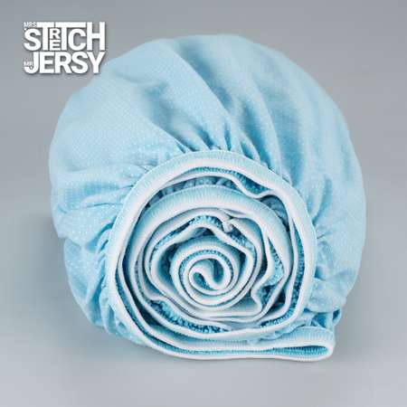 Простынь на резинке 120х60 Mrs.Stretch Mr.Jersy натяжная трикотажная 2 шт цвет мятный горох/серые зайцы