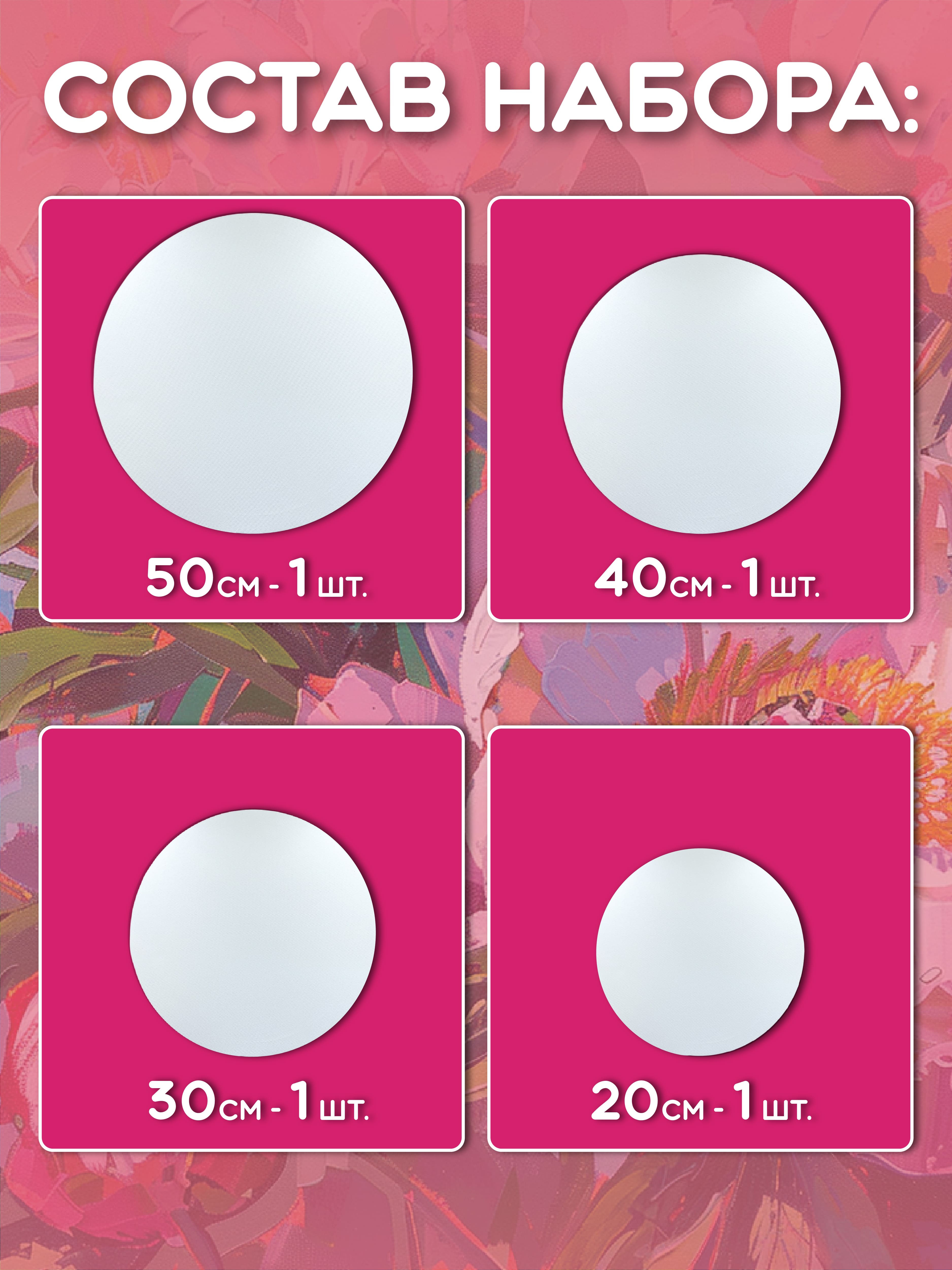 Холсты на подрамнике для рисования AXLER грунтованные набор 4 шт круглые для масляных красок и акрила 100% хлопок - фото 2