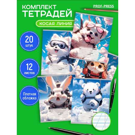 Тетрадь Prof-Press косая линейка 12 лист. 20 шт.