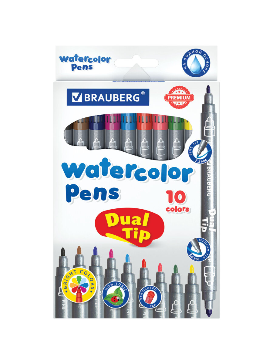 Фломастеры Brauberg двусторонние 10 цв. - фото 6