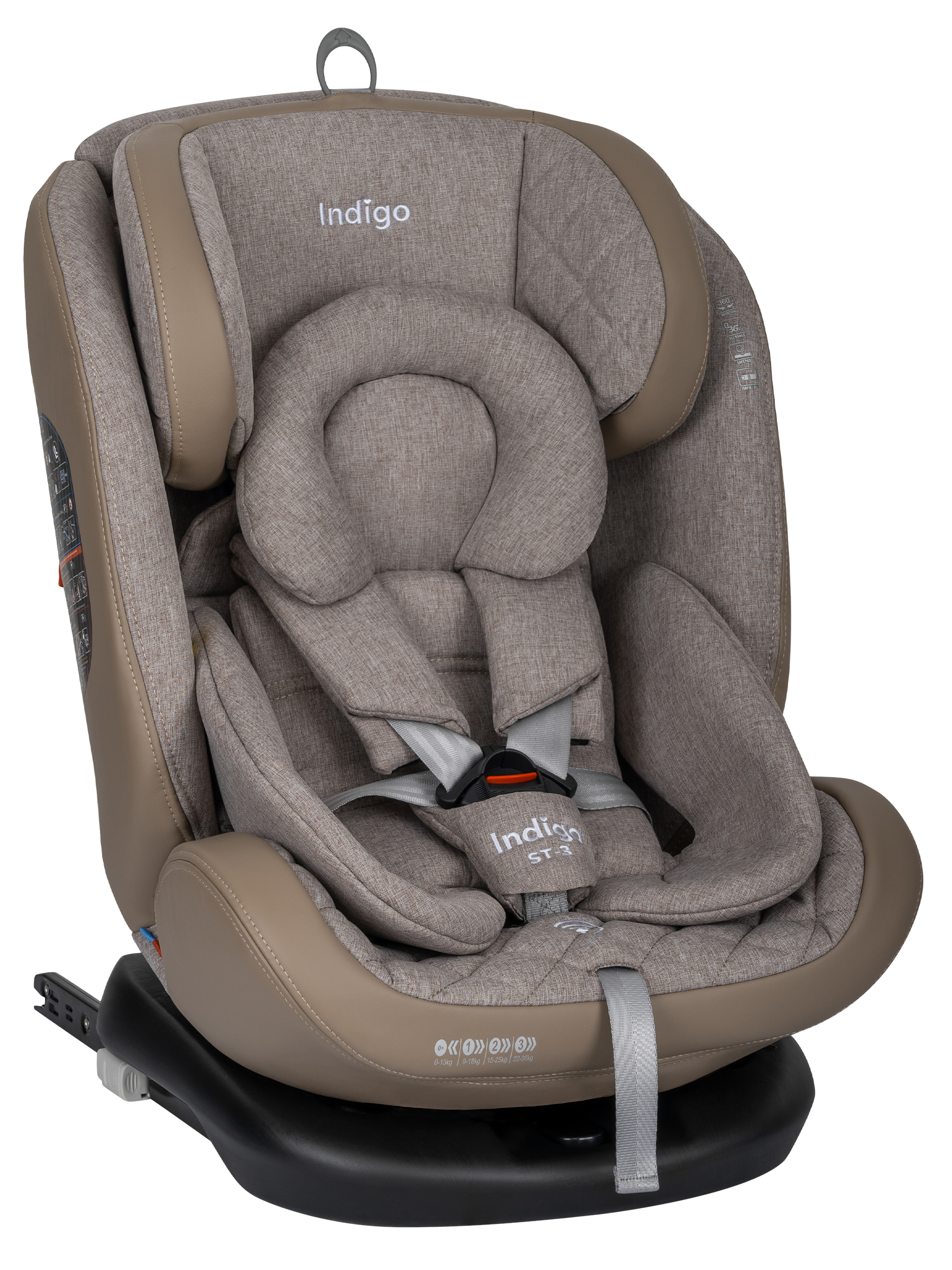 Автокресло Indigo Aero, бежевый лен Isofix 0+/1/2/3 (0-36 кг) - фото 1
