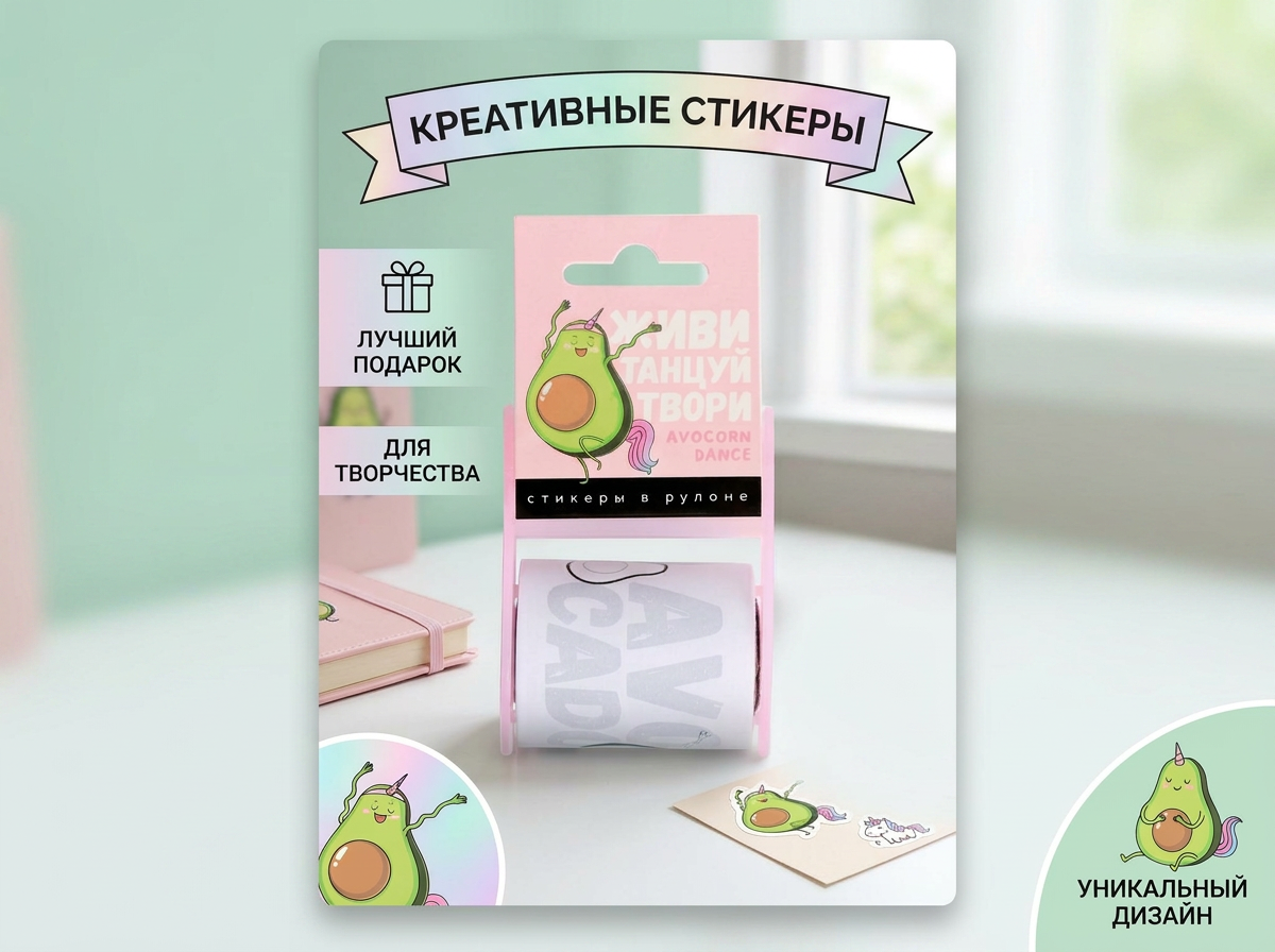 Изображение товара Стикеры ArtFox в рулоне Живи танцуй твори для телефона и гаджетов