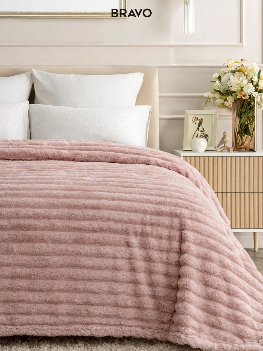 Покрывало BRAVO Волна пудровый 200 x 220 см велсофт - фото 3