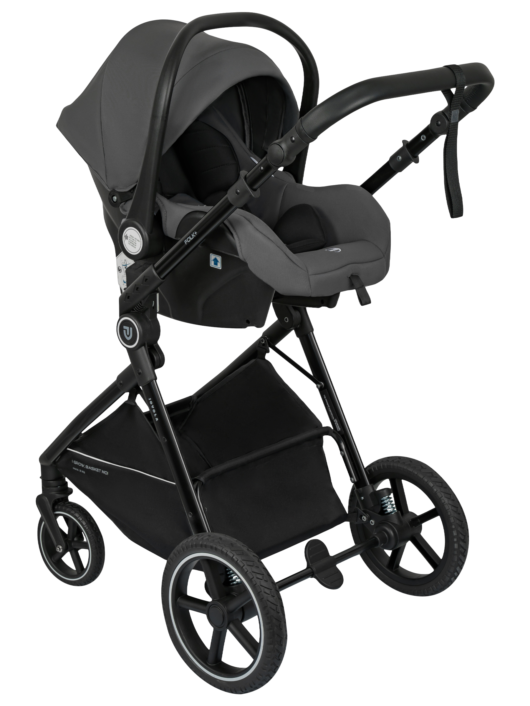 Коляска трансформер JOVOLA Folk+ 3в1 серый - фото 17