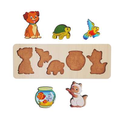 Игрушка Нескучные игры рамка-вкладыш Монтессори Домашние животные
