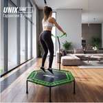 Батут спортивный с ручкой UNIX line Fitness pro green диаметр 125 см до 130 кг счетчик прыжков для джампинга